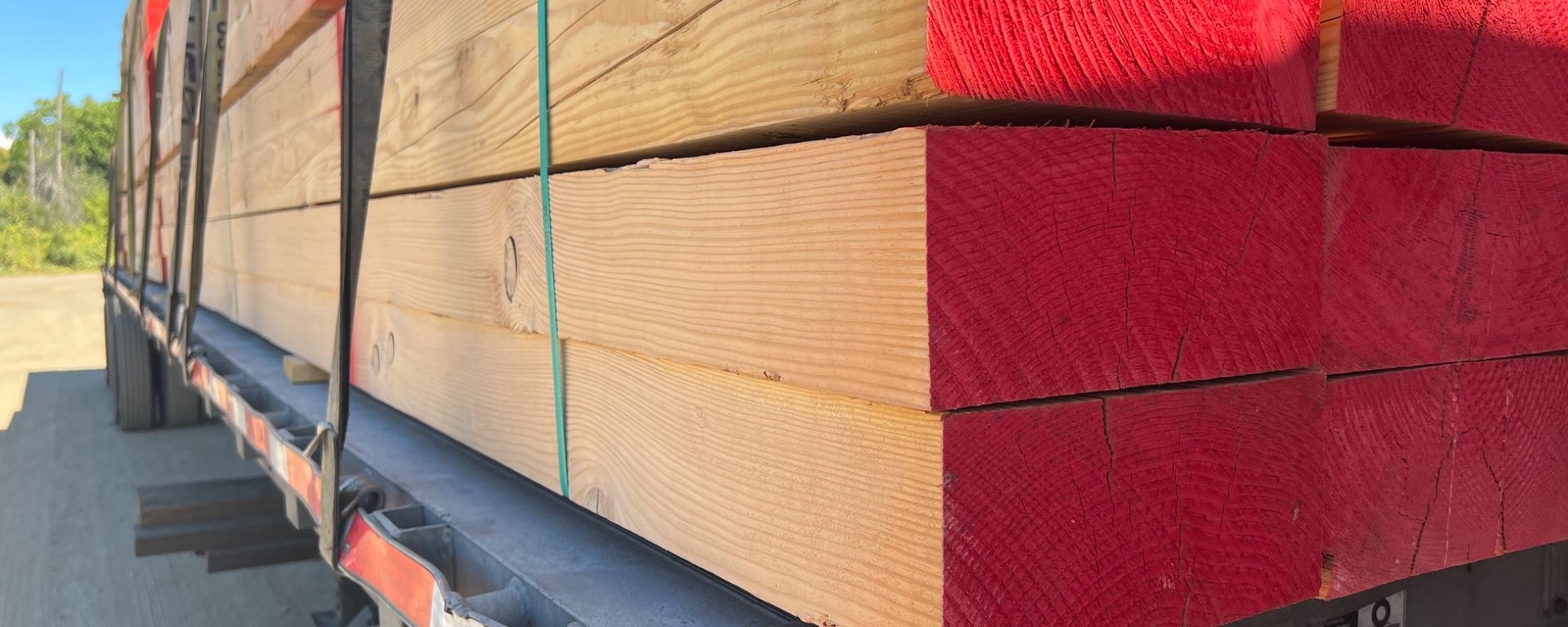 Douglas fir timbers loaded for shipment